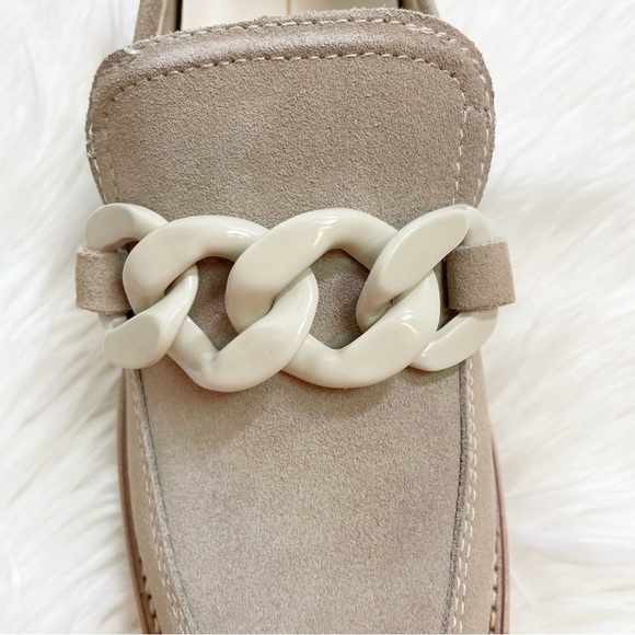 New Dolce Vita Shalan Curb Link Chunky Loafer in Taupe Faux Suede Womens Size 10 - Picture 4 of 6
